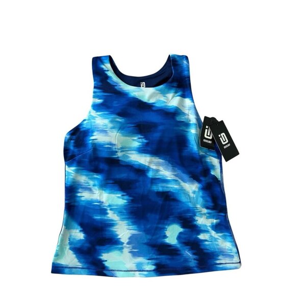 ID Ideology Women’s Printed Shelf-Bra Tank Tartan Blue Choose Your Size New - Picture 1 of 12